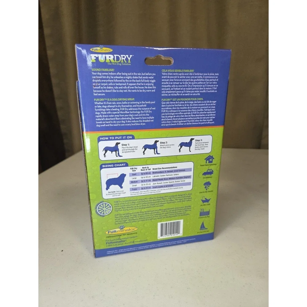 FURminator FURDRY TOWEL Dog Pet Grooming Bathing Blue XS